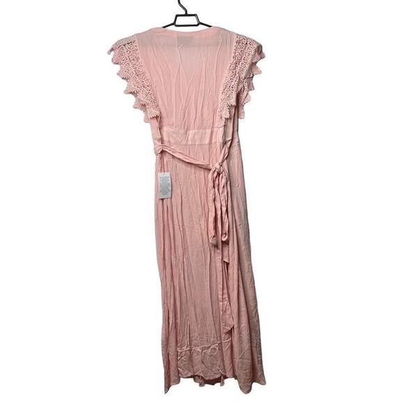 Roaman’s Women's Crinkle Wrap Maxi Dress Size 12W‎ Blush Pink - Picture 3 of 13
